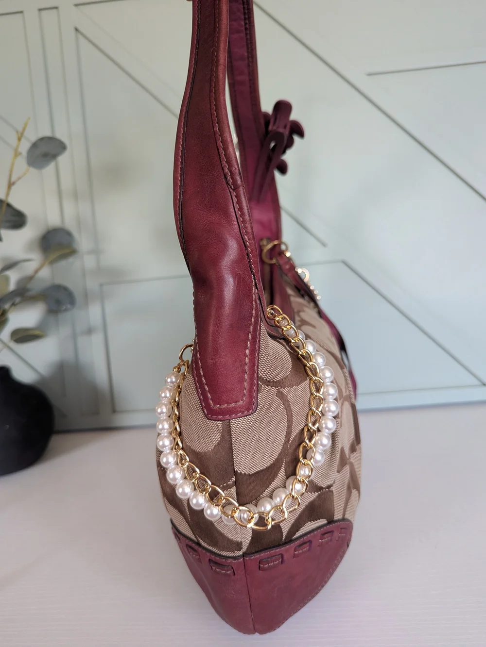 vintage Coach Ergo Signature Pleated Hobo Shoulder Bag